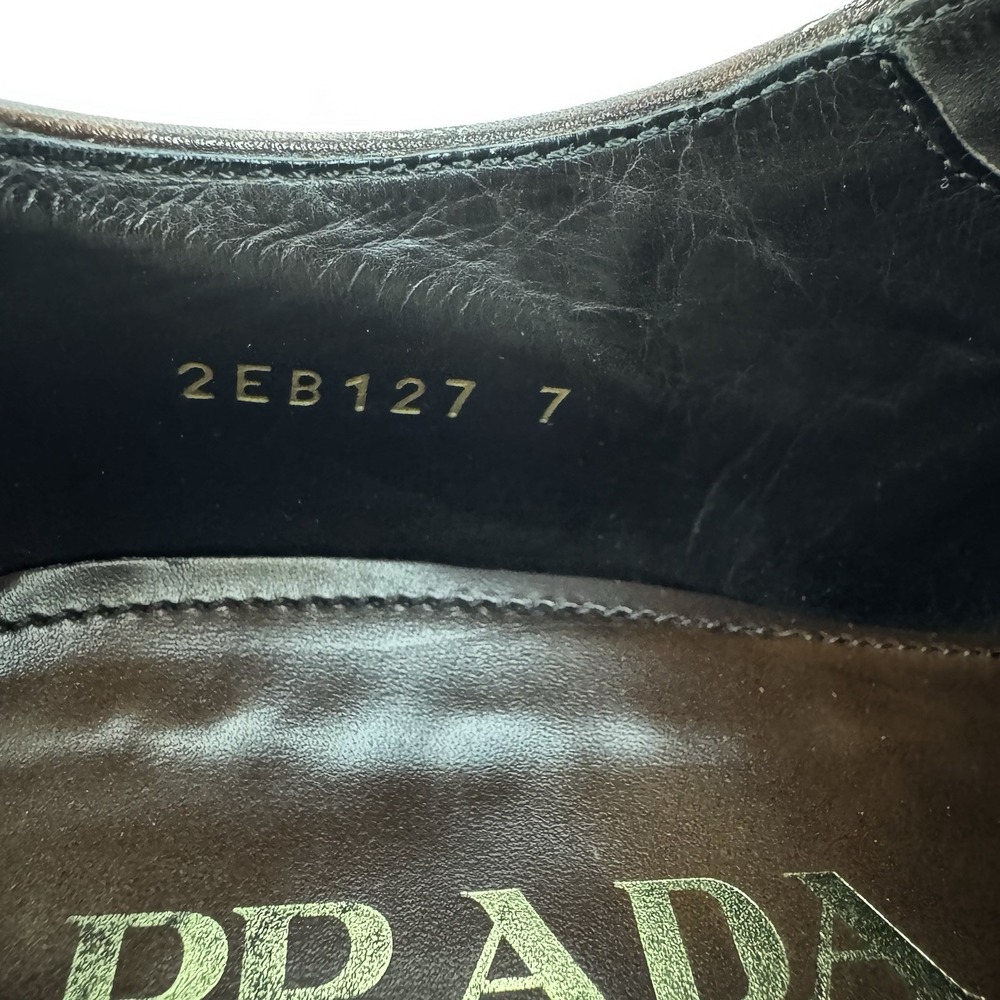 Mens Prada Milano Brown‎ Perforated Leather Wingtip Derby Oxfords Size US 8 - Picture 7 of 7
